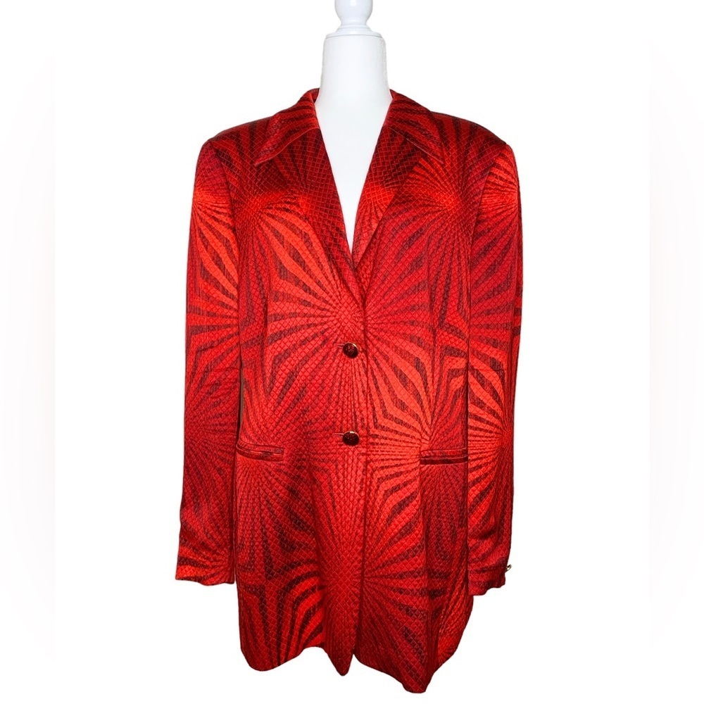 Vintage‎ Escada Laser Optic Patterned Mattelasse Oversized Blazer
